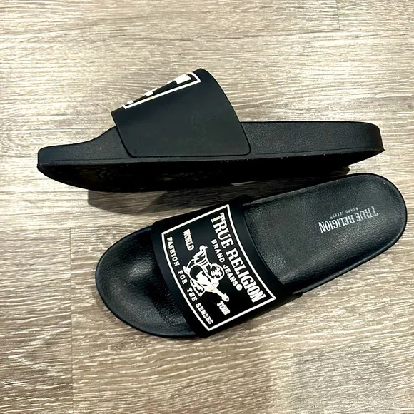 True Religion - Men's Kendrick Logo Slide (Buddha) Size 9, In good condition - Picture 3 of 8